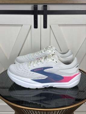 Brooks Ghost Max 3 Running Shoes Women Size 8 B White Pink Athletic 1204571B132